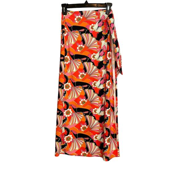 Ronny Kobo Floral Midi Wrap Skirt SMALL Sarong Slit Designer Vacation $228 NEW - Picture 5 of 8